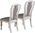 Antique White Set Of 2 Dining Chairs Grey Upholstered Tufted Unique Design Chairs Back Cushion Seat Dining Room Grey Dining Room Contemporary,Transitional Dining Chairs Rubberwood Tufted Back Solid Wood