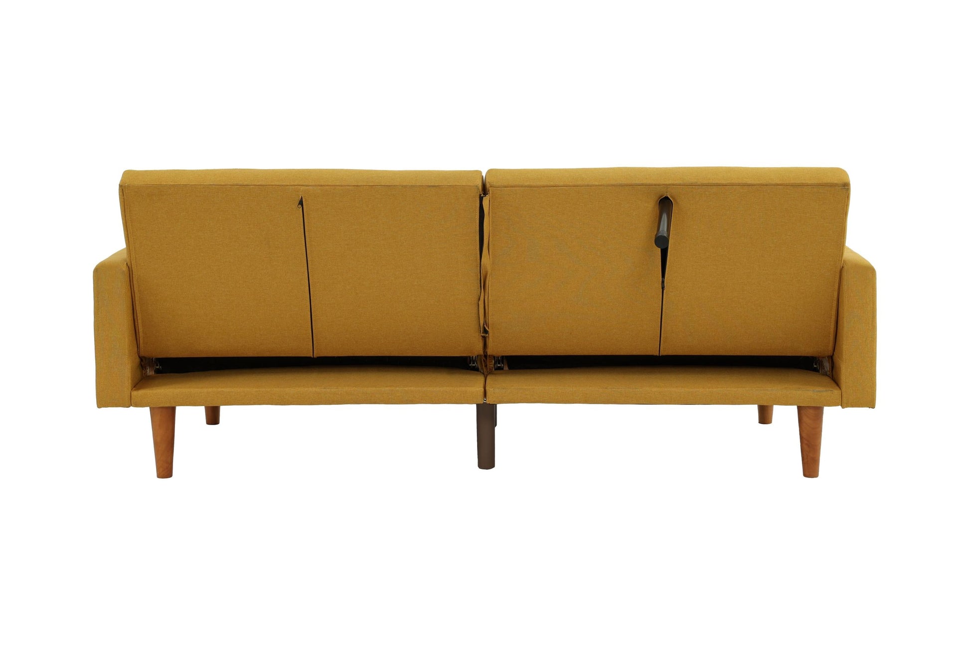 Modern Electric Look 1Pc Convertible Sofa Couch Mustard Color Linen Like Fabric Cushion Wooden Legs Living Room Mustard Primary Living Space Cushion Back Modern,Transitional Rubberwood Square Arms Fabric 2 Seat