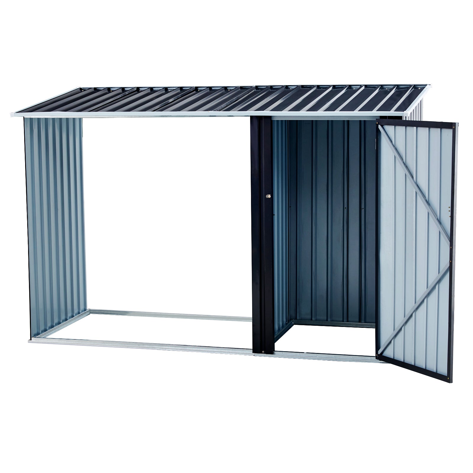 Firewood Storage Shed, Outdoor Firewood Rack, Outdoor Storage Shed With Log Holder, Firewood Shelter For Patio, Anthracite Galvanized Steel Dark Gray Steel