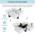 Unique Design Coffee Table With 4 Hidden Storage Compartments, Square Cocktail Table With Extendable Sliding Tabletop, Uv High Gloss Design Center Table For Living Room, 31.5