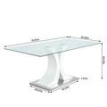 Modern Style Glass Dining Table, Elegant Transparent Design, Solid Support Base, Grey Dining Chair Set, Plated Chair Legs, Suitable For Restaurant Kitchen Use Set Of 9 Gray Pu Seats 8 Mdf Metal