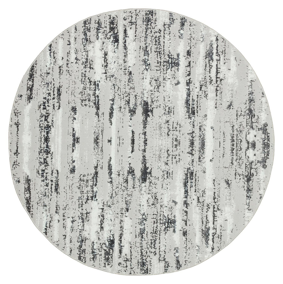 Milano Washable Manhattan Silver Woven Round Area Rug Multicolor Polyester