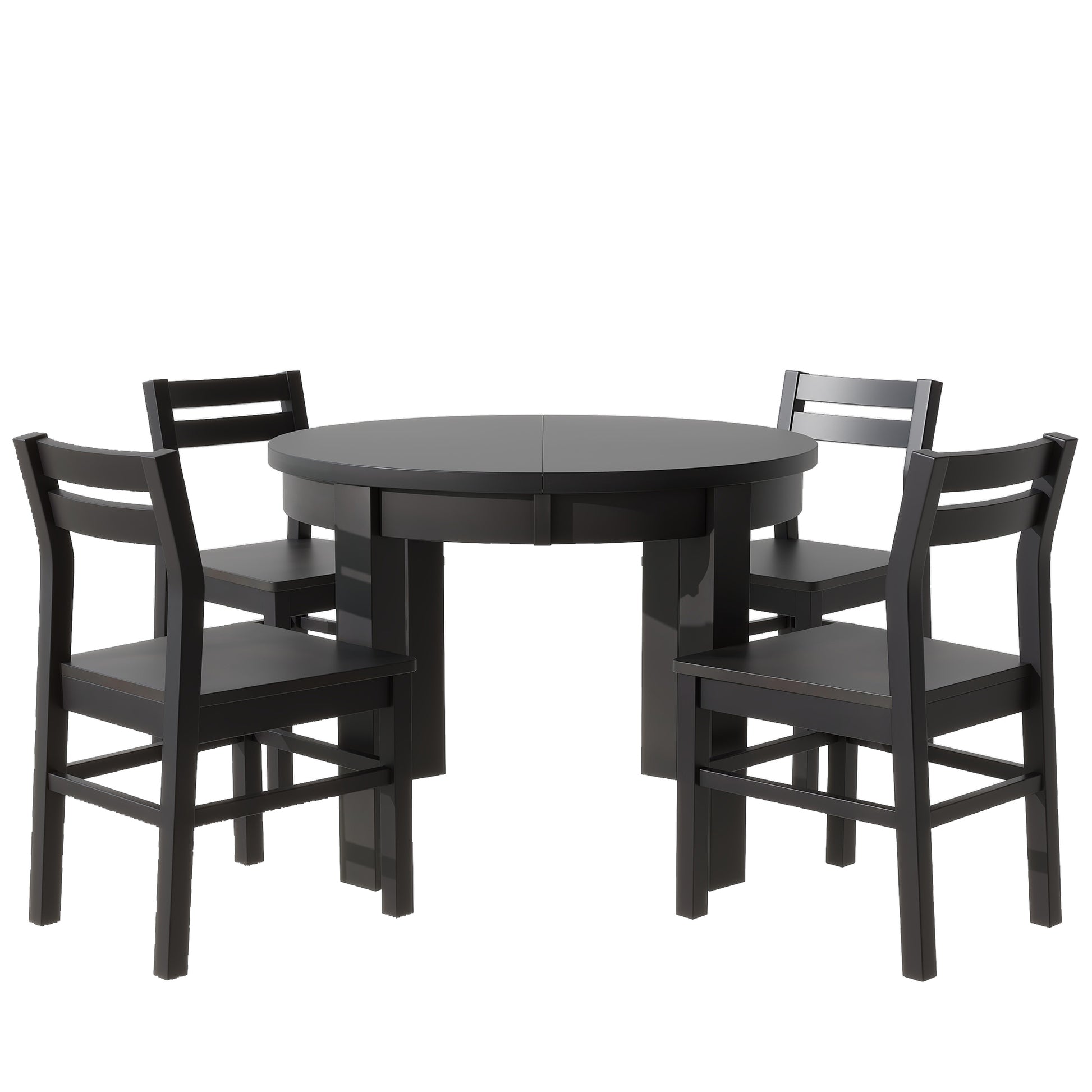 Farmhouse 5 Piece Extendable Round Dining Table Set With Storage Drawers And 4 Dining Chairs,16" Removable Leaf, Espresso Espresso Wood Dining Room Extendable Rubberwood Round Dining Table With Chair Wood Wood Espresso Ladder Back Seats 4 42 Inches