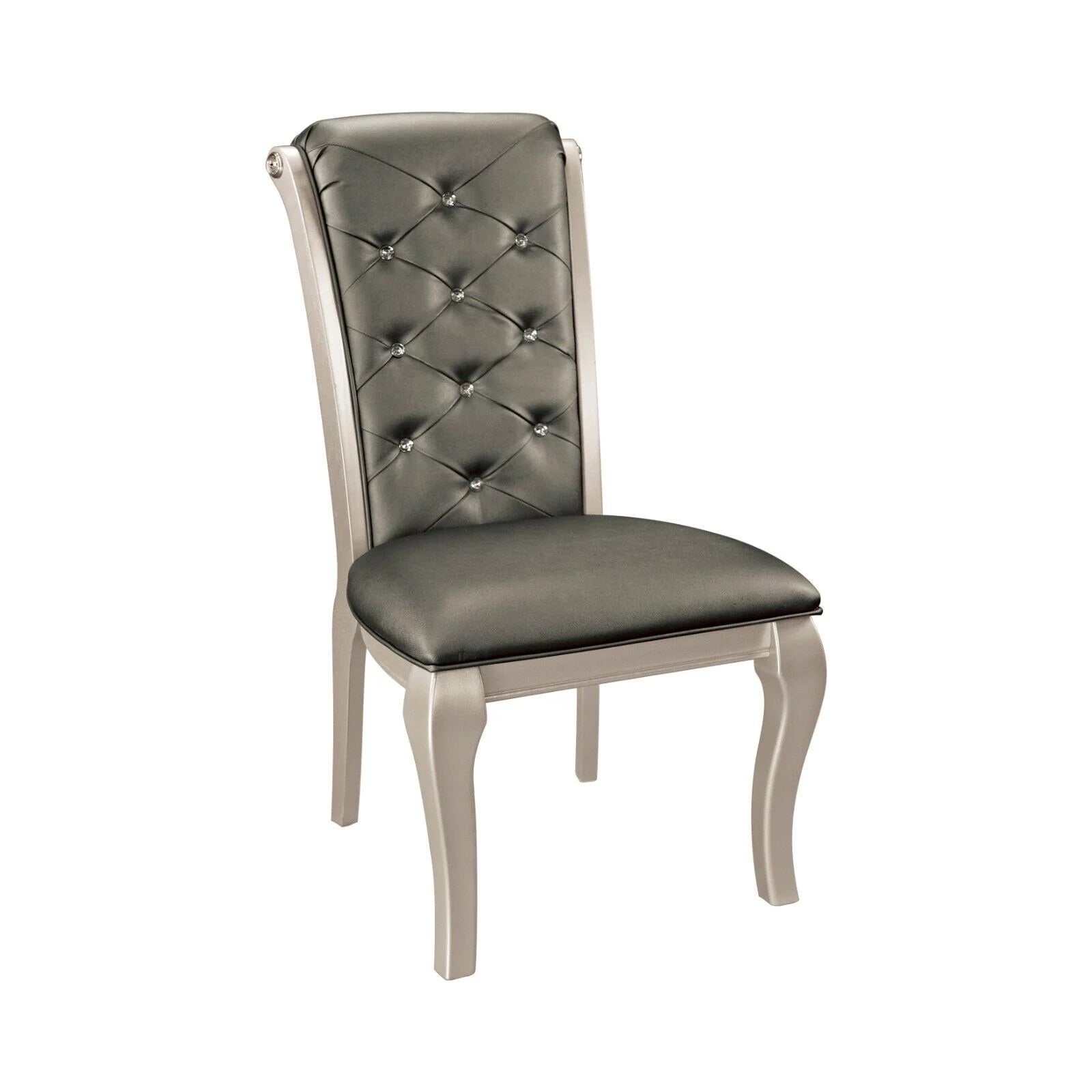 Amina Traditional Dining Chair Gray #Cm3219Gy Gray Gray Dining Room Contemporary Dining Chairs Rubberwood Tufted Back Solid Wood