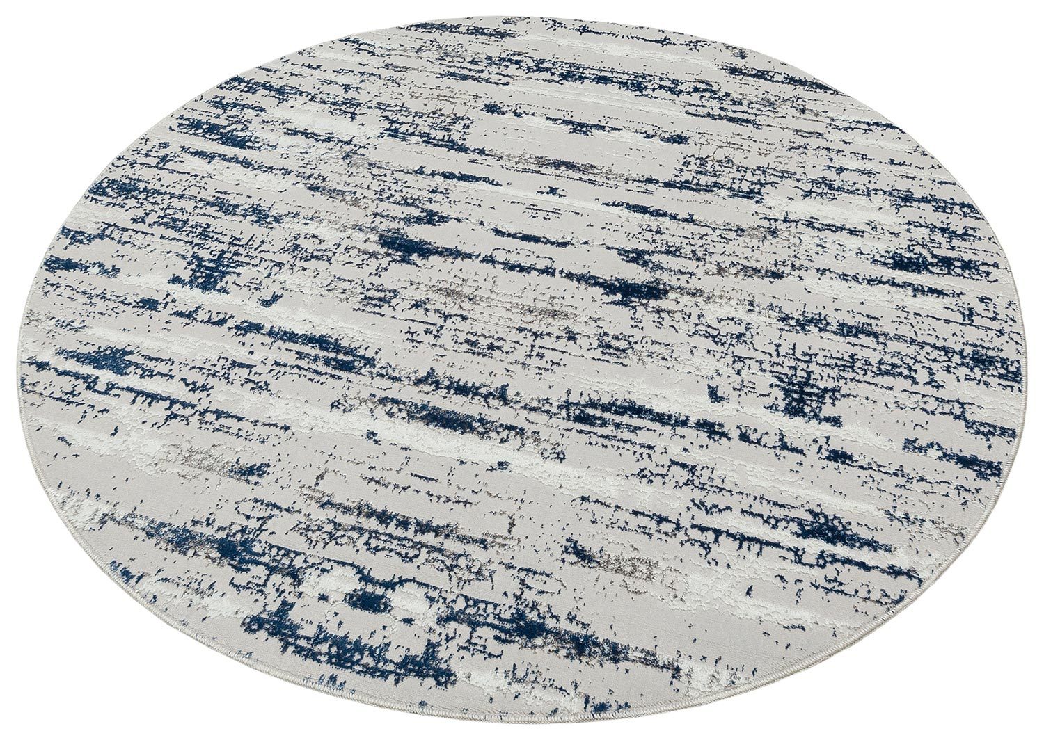 Milano Washable Nautical Navy Blue Woven Round Area Rug Multicolor Polyester