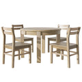Farmhouse 5 Piece Extendable Round Dining Table Set With Storage Drawers And 4 Dining Chairs,16