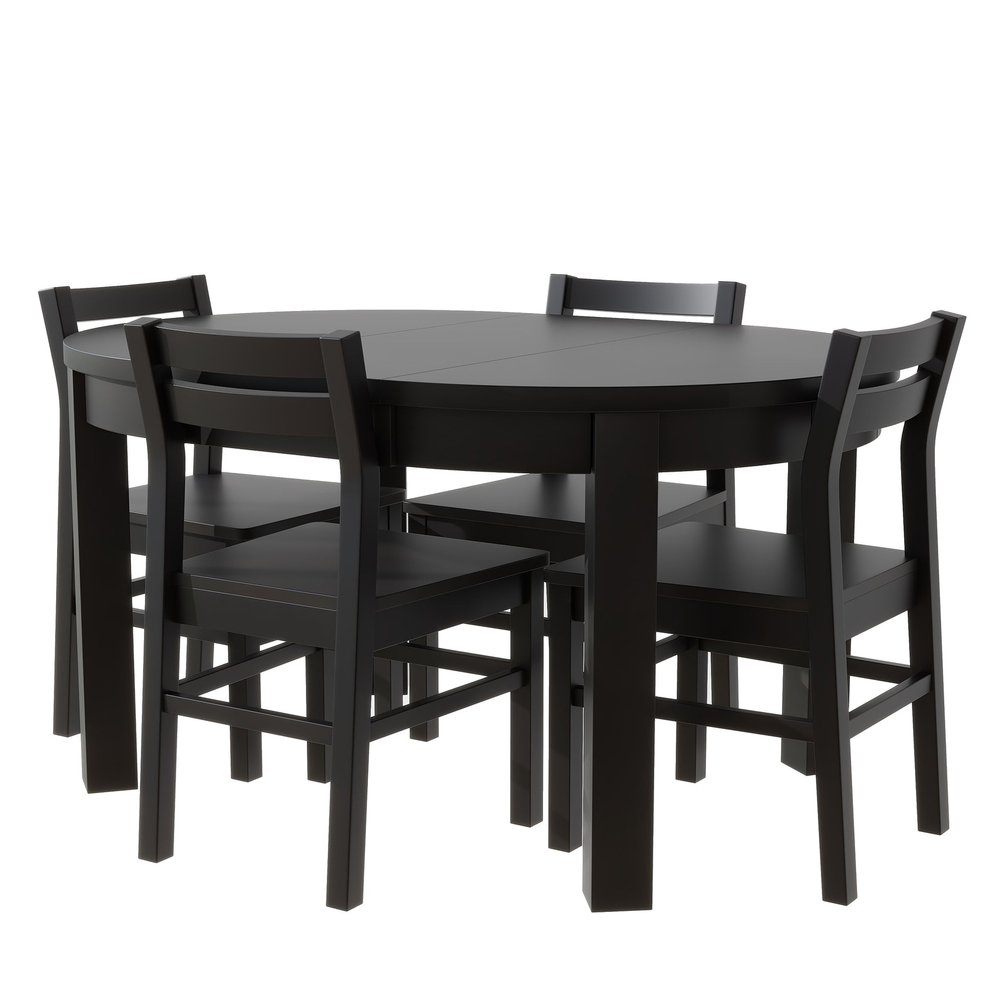 Farmhouse 5 Piece Extendable Round Dining Table Set With Storage Drawers And 4 Dining Chairs,16" Removable Leaf, Espresso Espresso Wood Dining Room Extendable Rubberwood Round Dining Table With Chair Wood Wood Espresso Ladder Back Seats 4 42 Inches