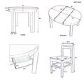 Farmhouse 5 Piece Extendable Round Dining Table Set With Storage Drawers And 4 Dining Chairs,16