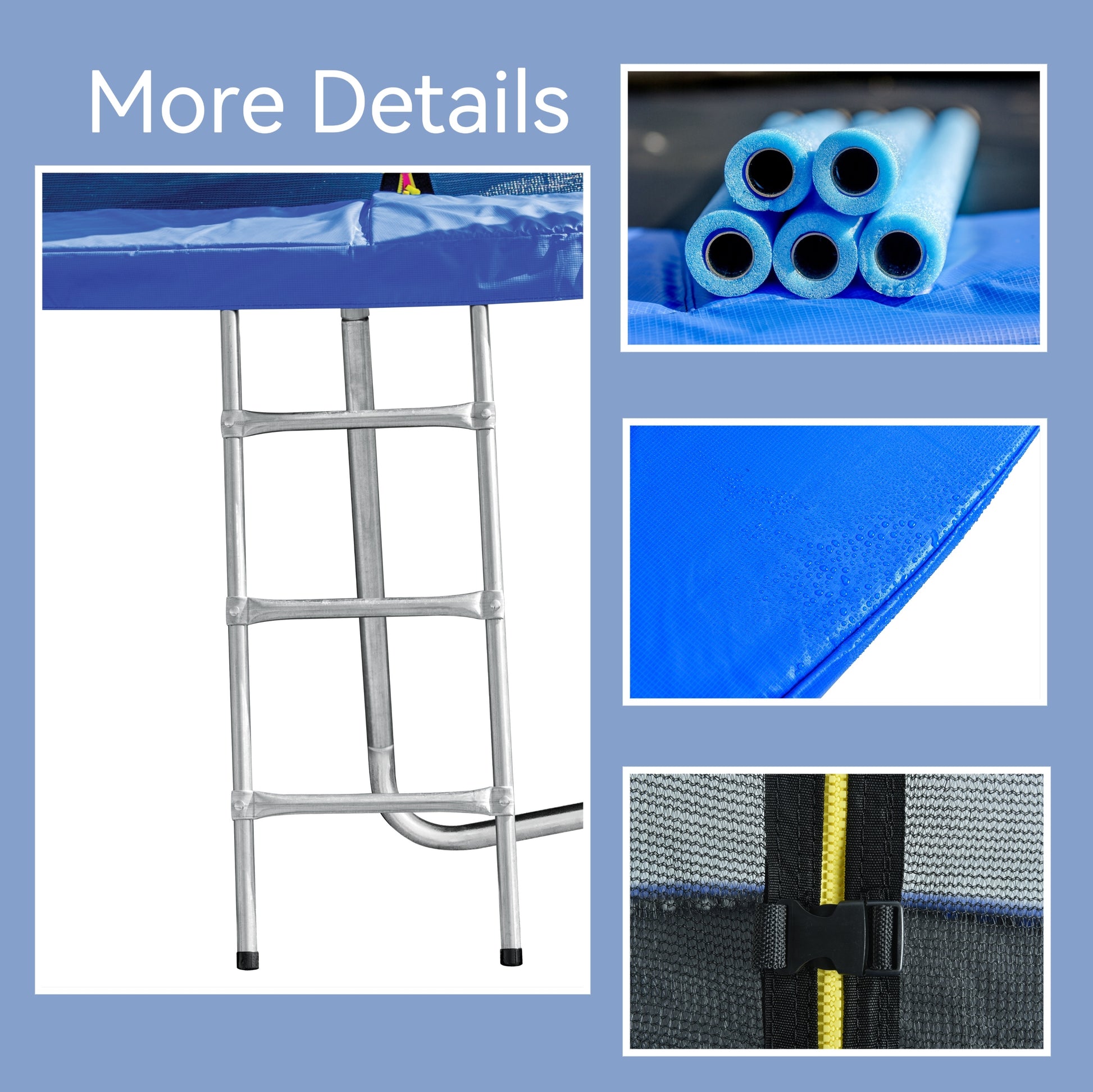 16Ft Trampoline With Balance Bar & Basketball Hoop&Ball, Astm Approved Reinforced Type Outdoor Trampoline With Enclosure Net Antique Blue Metal