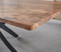 Rectangle Mdf Dining Table, Printed Walnut Table Top And Black Metal Base Walnut Mdf