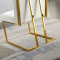 Modern Velvet Dining Chair Set Of 2, Tufted Design And Gold Finish Stainless Base Beige Velvet