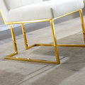 Modern Velvet Dining Chair Set Of 2, Tufted Design And Gold Finish Stainless Base Beige Velvet