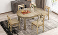 Farmhouse 5 Piece Extendable Round Dining Table Set With Storage Drawers And 4 Dining Chairs,16