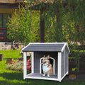 Wooden Dog House, Waterproof Dog Cage, Windproof And Warm Dog Kennel, Dog Crates For Medium Dogs Pets Animals Easy To Assemble Gray Wood