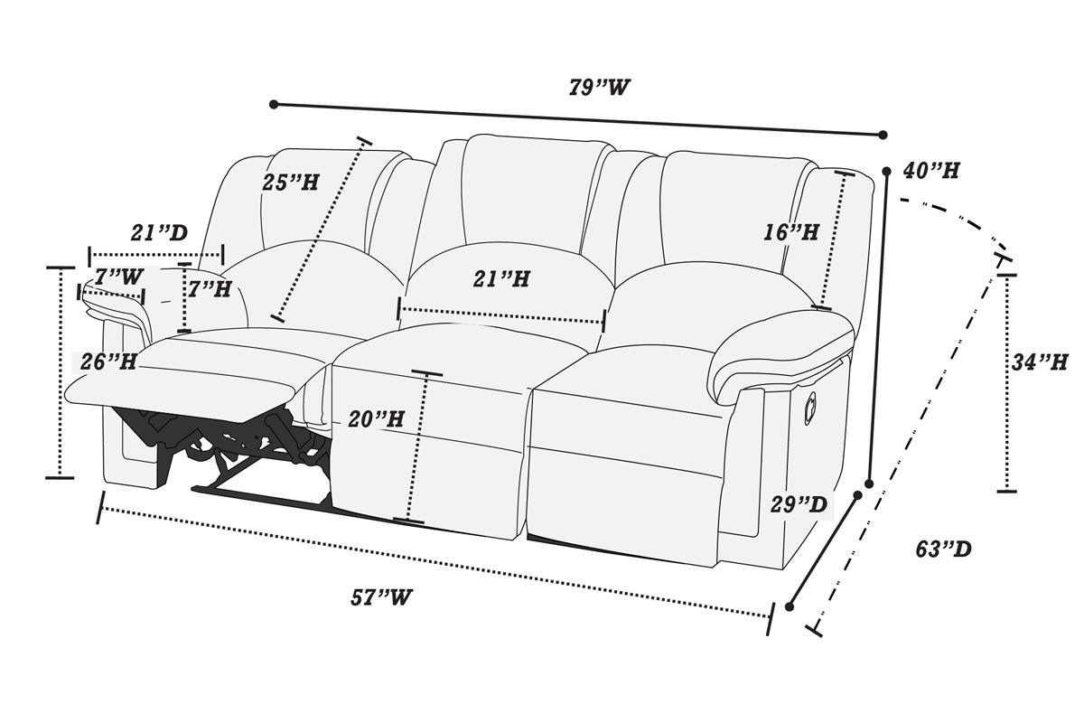 Motion Sofa 1Pc Couch Living Room Furniture Brown Bonded Leather Brown Faux Leather Metal Primary Living Space Cushion Back Contemporary Pillow Top Arms Bonded Leather 3 Seat