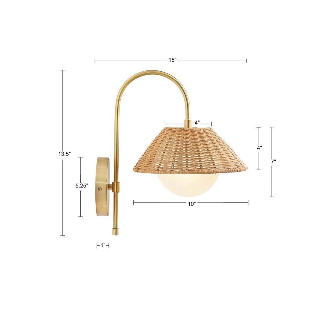 Rattan Weave Wall Sconce Gold Iron