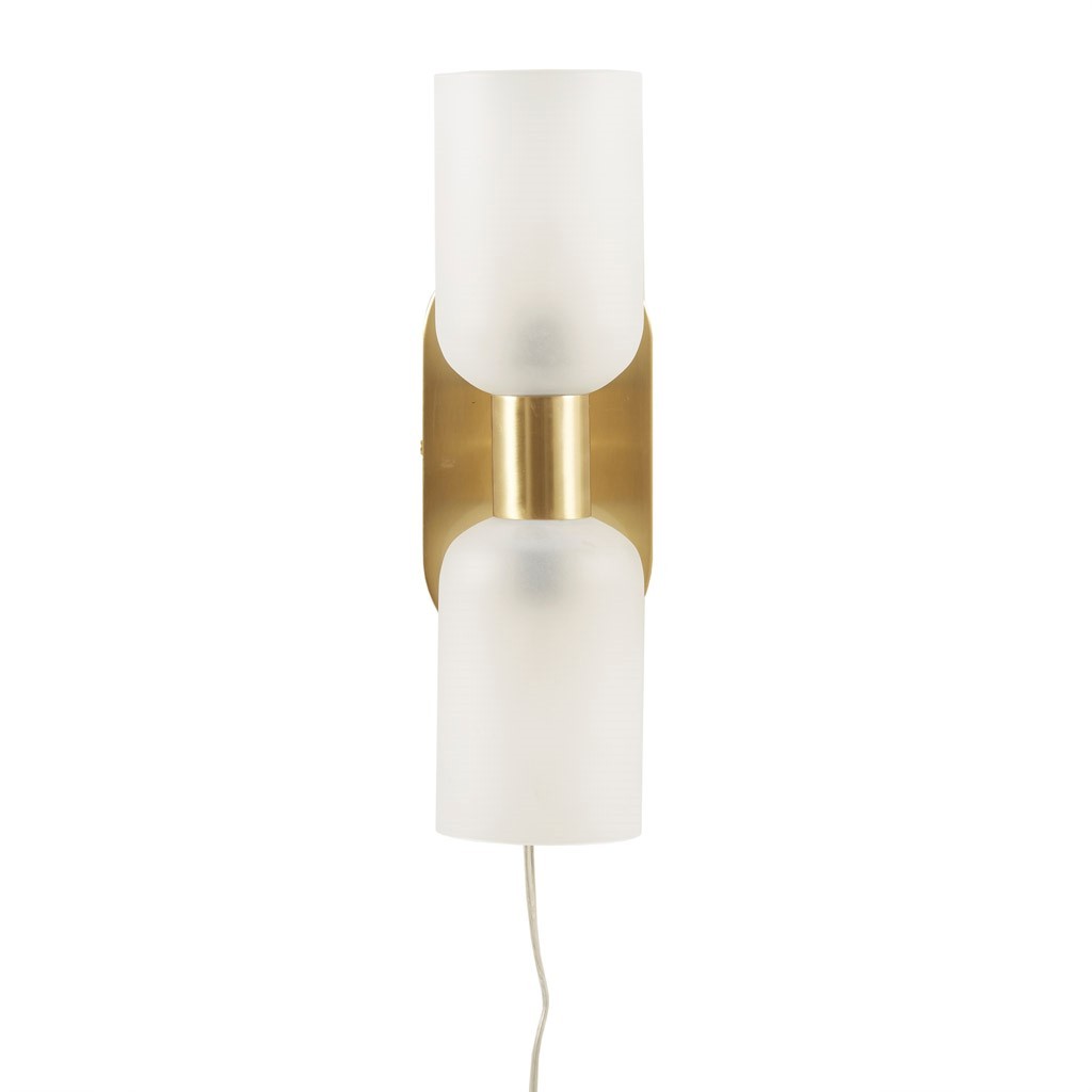 Double Tube 2 Light Wall Sconce Frosted Glass Gold Iron