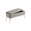 Coolmore Storage Ottoman, Bedroom End Bench,Upholstered Fabric Storage Ottoman With Safety Hinge, Entryway Padded Footstool, Ottoman Bench For Living Room & Bedroom Gray Velvet