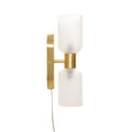 Double Tube 2 Light Wall Sconce Frosted Glass Gold Iron