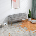 Coolmore Storage Ottoman, Bedroom End Bench,Upholstered Fabric Storage Ottoman With Safety Hinge, Entryway Padded Footstool, Ottoman Bench For Living Room & Bedroom Gray Velvet
