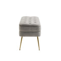 Coolmore Storage Ottoman, Bedroom End Bench,Upholstered Fabric Storage Ottoman With Safety Hinge, Entryway Padded Footstool, Ottoman Bench For Living Room & Bedroom Gray Velvet