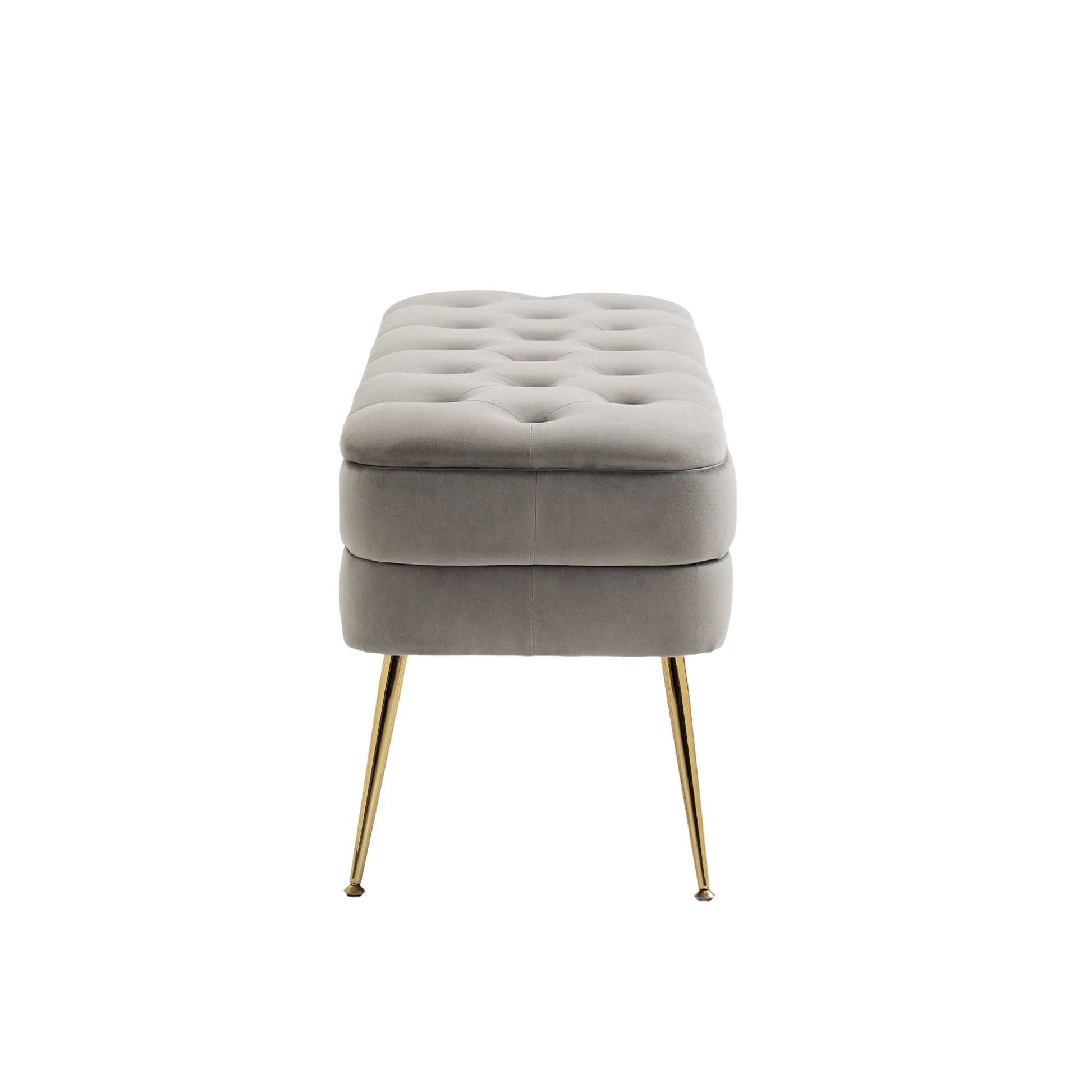 Coolmore Storage Ottoman, Bedroom End Bench,Upholstered Fabric Storage Ottoman With Safety Hinge, Entryway Padded Footstool, Ottoman Bench For Living Room & Bedroom Gray Velvet