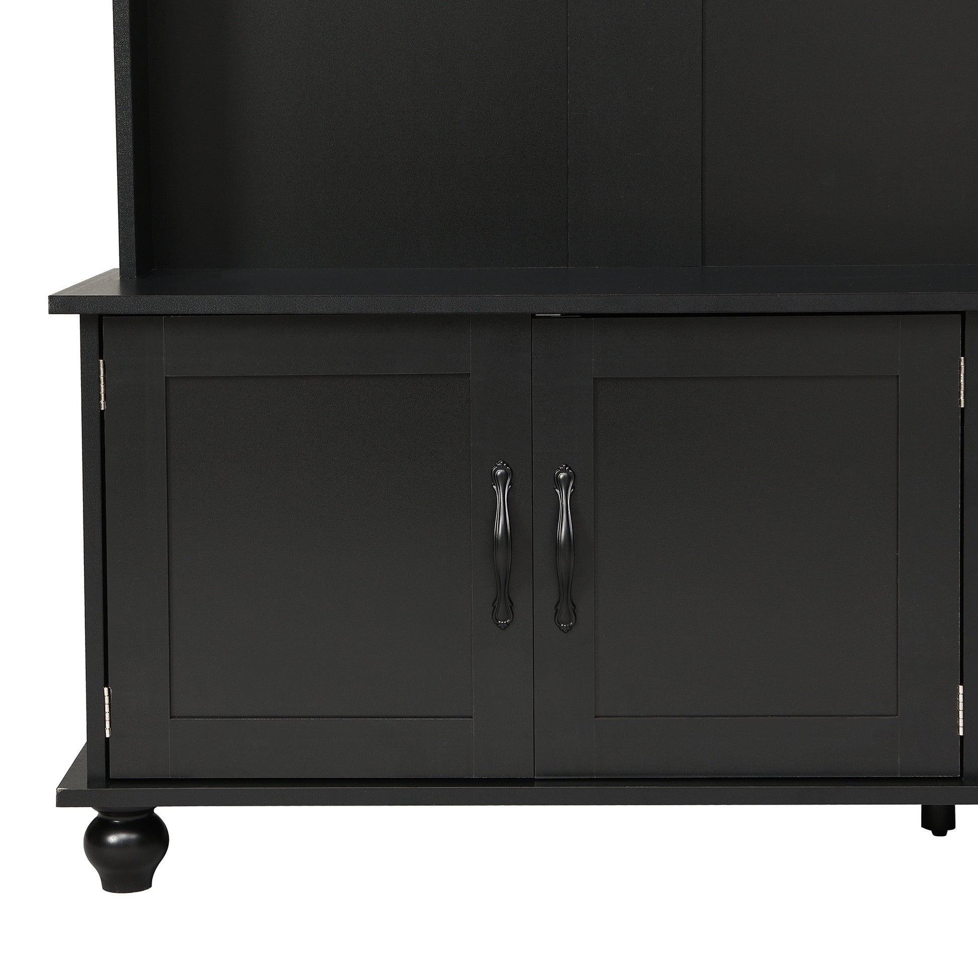 Modern Style Hall Tree With Storage Cabinet And 2 Large Drawers, Widen Mudroom Bench With 5 Coat Hooks, Black Black Primary Living Space Particle Board