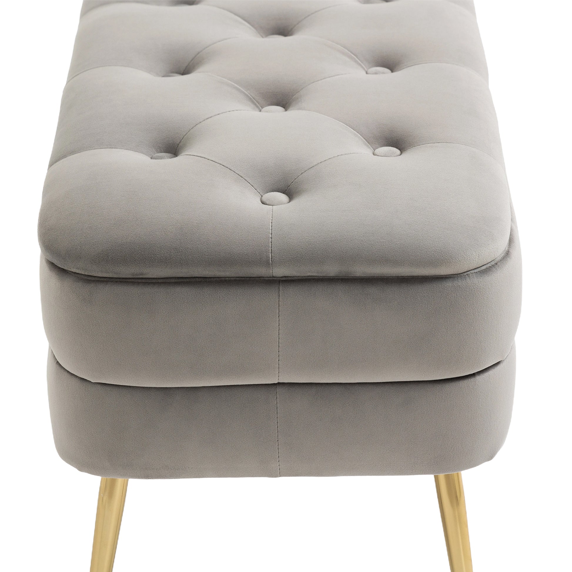 Coolmore Storage Ottoman, Bedroom End Bench,Upholstered Fabric Storage Ottoman With Safety Hinge, Entryway Padded Footstool, Ottoman Bench For Living Room & Bedroom Gray Velvet