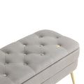 Coolmore Storage Ottoman, Bedroom End Bench,Upholstered Fabric Storage Ottoman With Safety Hinge, Entryway Padded Footstool, Ottoman Bench For Living Room & Bedroom Gray Velvet