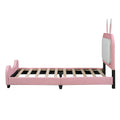 Twin Size Upholstered Rabbit Shape Princess Bed ,Twin Size Platform Bed With Headboard And Footboard,White Pink White Pink Pu