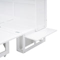 Queen Size Murphy Bed With Bookcase, Bedside Shelves And A Big Drawer, White White Solid Wood Mdf
