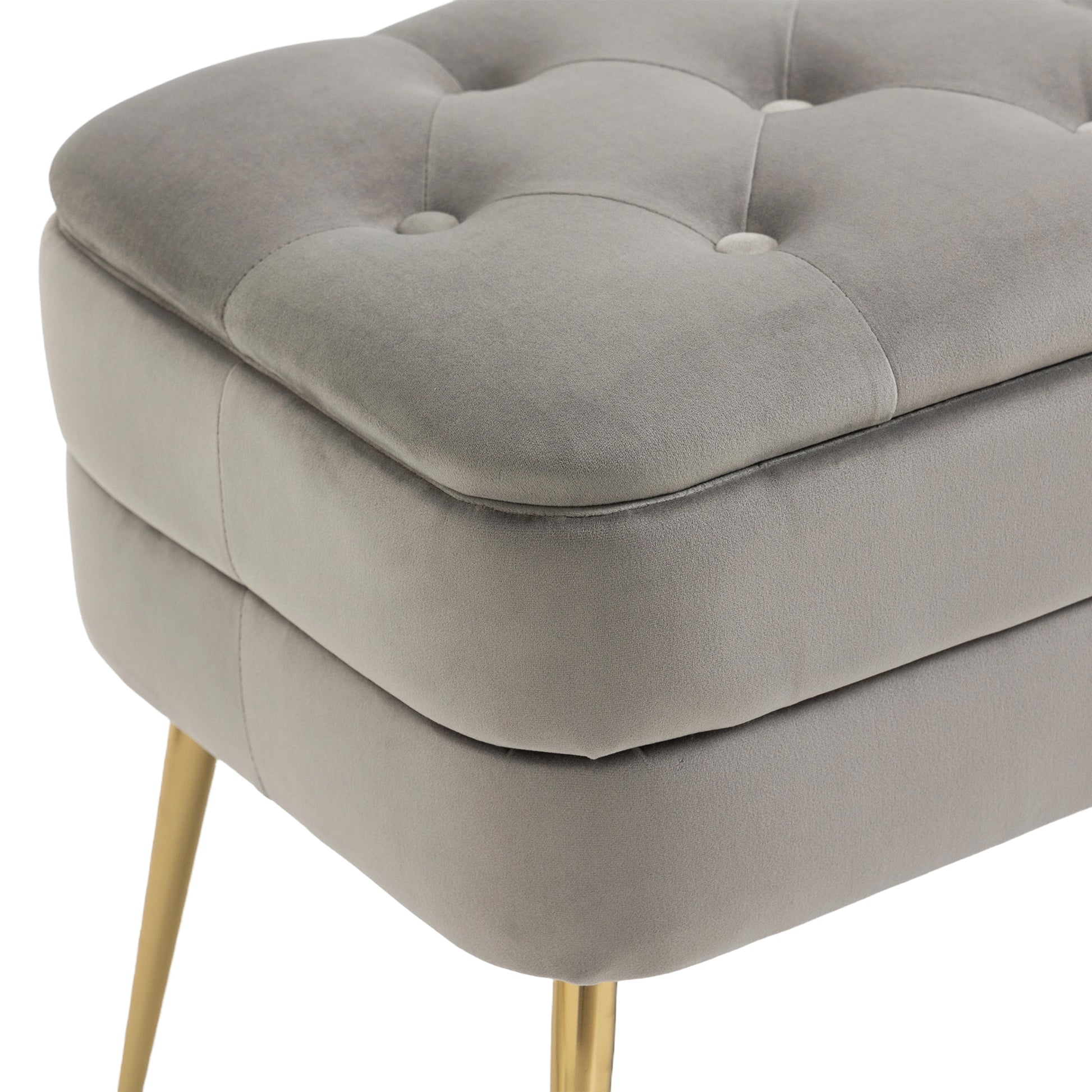 Coolmore Storage Ottoman, Bedroom End Bench,Upholstered Fabric Storage Ottoman With Safety Hinge, Entryway Padded Footstool, Ottoman Bench For Living Room & Bedroom Gray Velvet