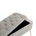 Coolmore Storage Ottoman, Bedroom End Bench,Upholstered Fabric Storage Ottoman With Safety Hinge, Entryway Padded Footstool, Ottoman Bench For Living Room & Bedroom Gray Velvet