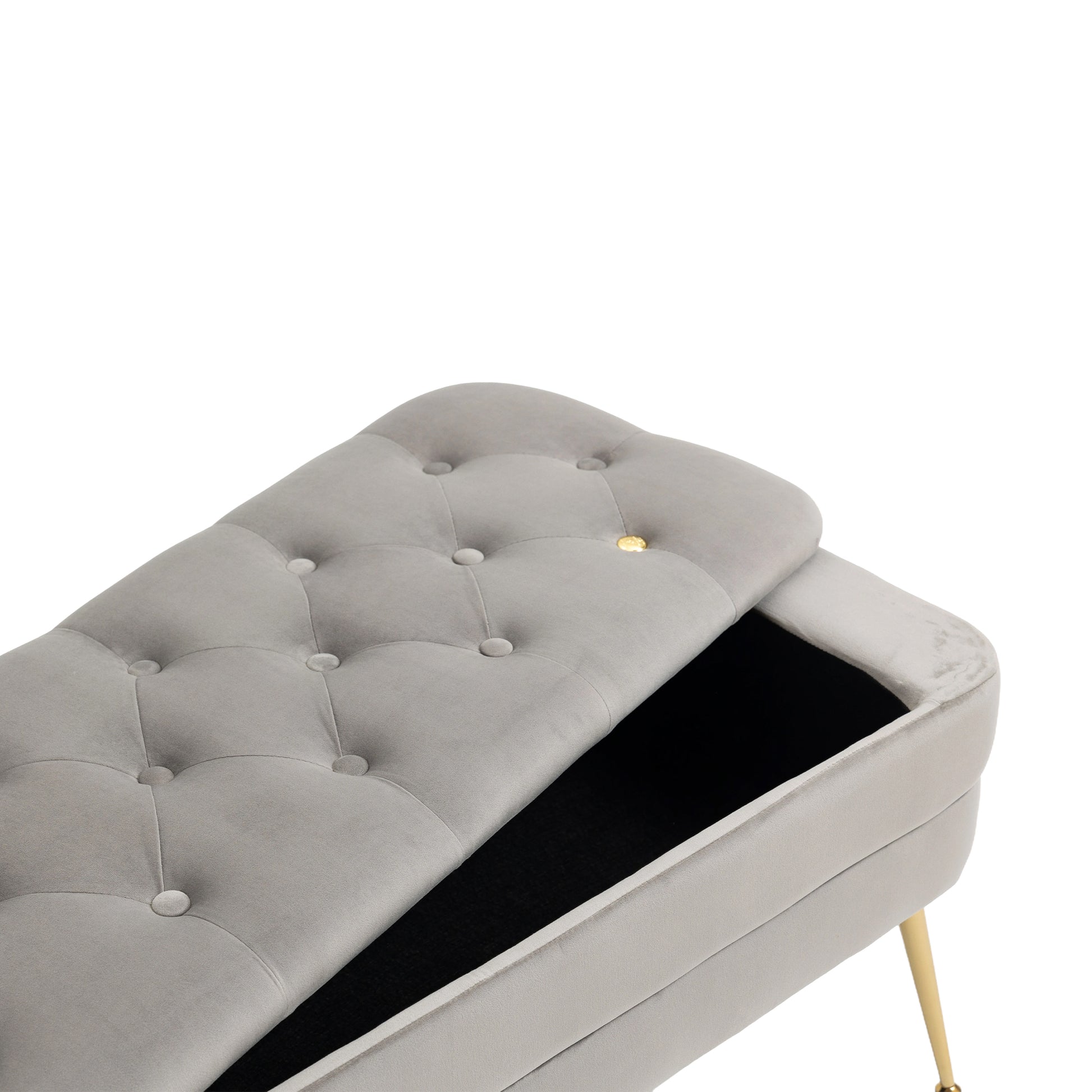 Coolmore Storage Ottoman, Bedroom End Bench,Upholstered Fabric Storage Ottoman With Safety Hinge, Entryway Padded Footstool, Ottoman Bench For Living Room & Bedroom Gray Velvet