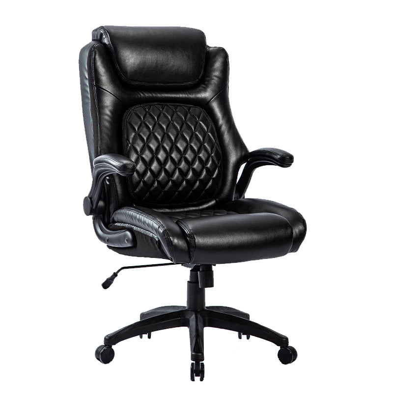 Big & Tall 400Lb Ergonomic Leather Office Chair Executive Desk Chair Metal Black Office Foam American Traditional,Antique,Luxury Handle Office Chairs Solid Back Foam Adjustable Height Leather