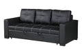 Sectional Sofa Pull Out Bed Living Room Couch Black Faux Leather Tufted Convertible Sofa Black Faux Leather Wood Primary Living Space Cushion Back Contemporary,Modern Pine Square Arms Plywood 2 Seat