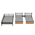 Full Over Twin Twin Triple Bunk Bed With Drawers And Staircase, Black Black Metal