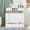 Queen Size Murphy Bed With Bookcase, Bedside Shelves And A Big Drawer, White White Solid Wood Mdf