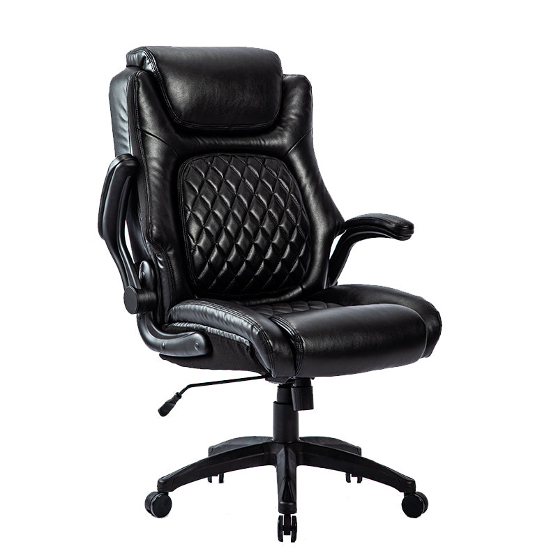 Big & Tall 400Lb Ergonomic Leather Office Chair Executive Desk Chair Metal Black Office Foam American Traditional,Antique,Luxury Handle Office Chairs Solid Back Foam Adjustable Height Leather