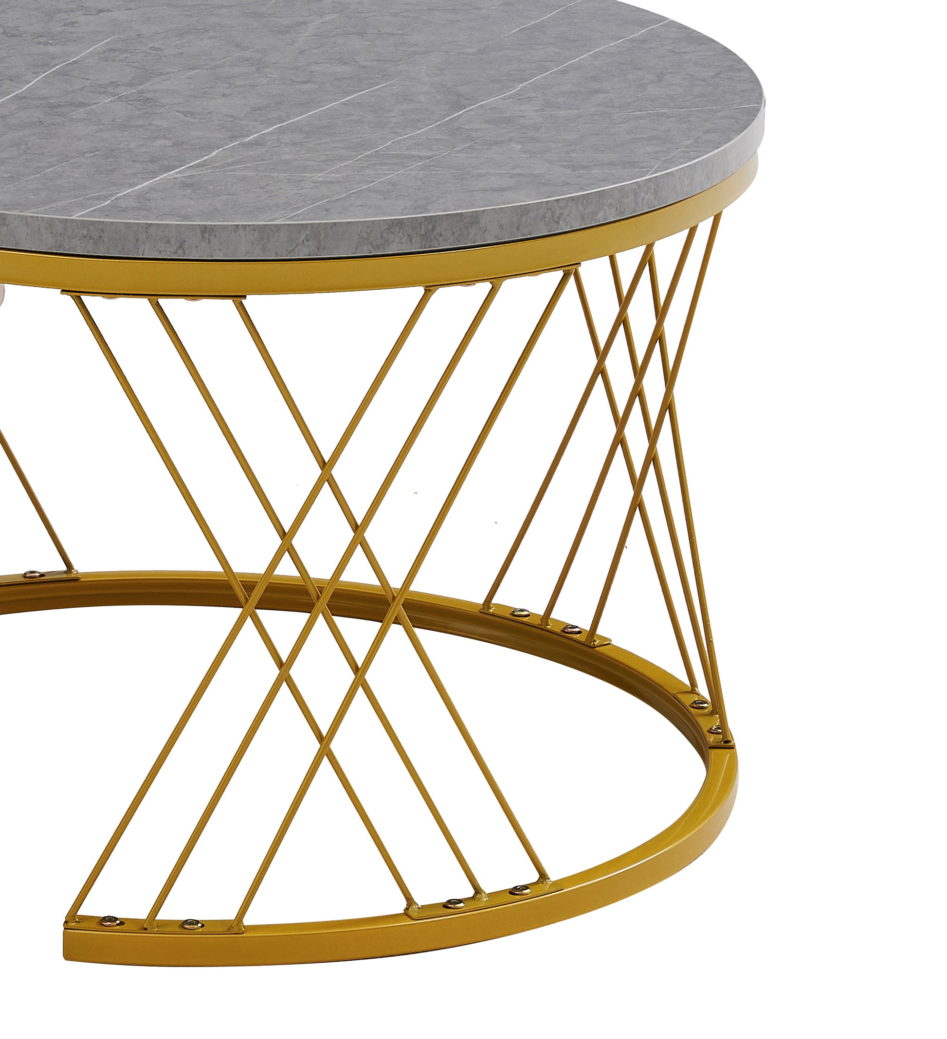 Modern Minimalist Nesting Coffee Table For Living Room Wooden Top And Metal Legs White Gray Metal & Wood
