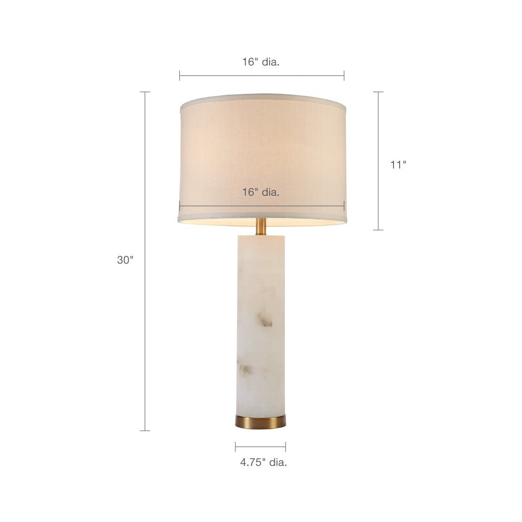 Alabaster Table Lamp White Gold Metal