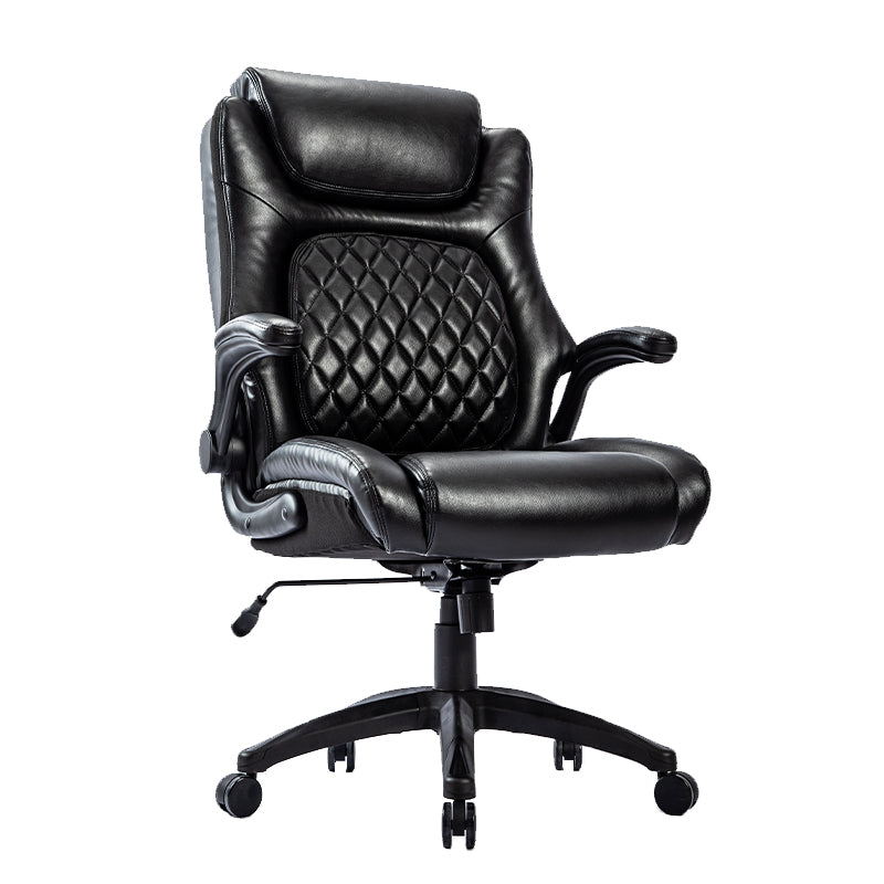 Big & Tall 400Lb Ergonomic Leather Office Chair Executive Desk Chair Metal Black Office Foam American Traditional,Antique,Luxury Handle Office Chairs Solid Back Foam Adjustable Height Leather