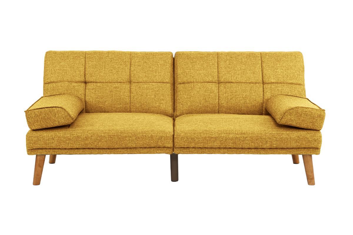 Mustard Polyfiber 1Pc Adjustable Tufted Sofa Living Room Solid Wood Legs Comfort Couch Mustard Wood Primary Living Space Tufted Back Contemporary,Modern Pillow Top Arms Foam Plywood 2 Seat