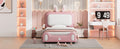 Twin Size Upholstered Rabbit Shape Princess Bed ,Twin Size Platform Bed With Headboard And Footboard,White Pink White Pink Pu