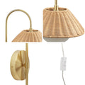 Rattan Weave Wall Sconce Gold Iron