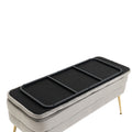 Coolmore Storage Ottoman, Bedroom End Bench,Upholstered Fabric Storage Ottoman With Safety Hinge, Entryway Padded Footstool, Ottoman Bench For Living Room & Bedroom Gray Velvet