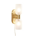 Double Tube 2 Light Wall Sconce Frosted Glass Gold Iron