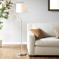 Angular Arched Metal Floor Lamp Silver Polyester