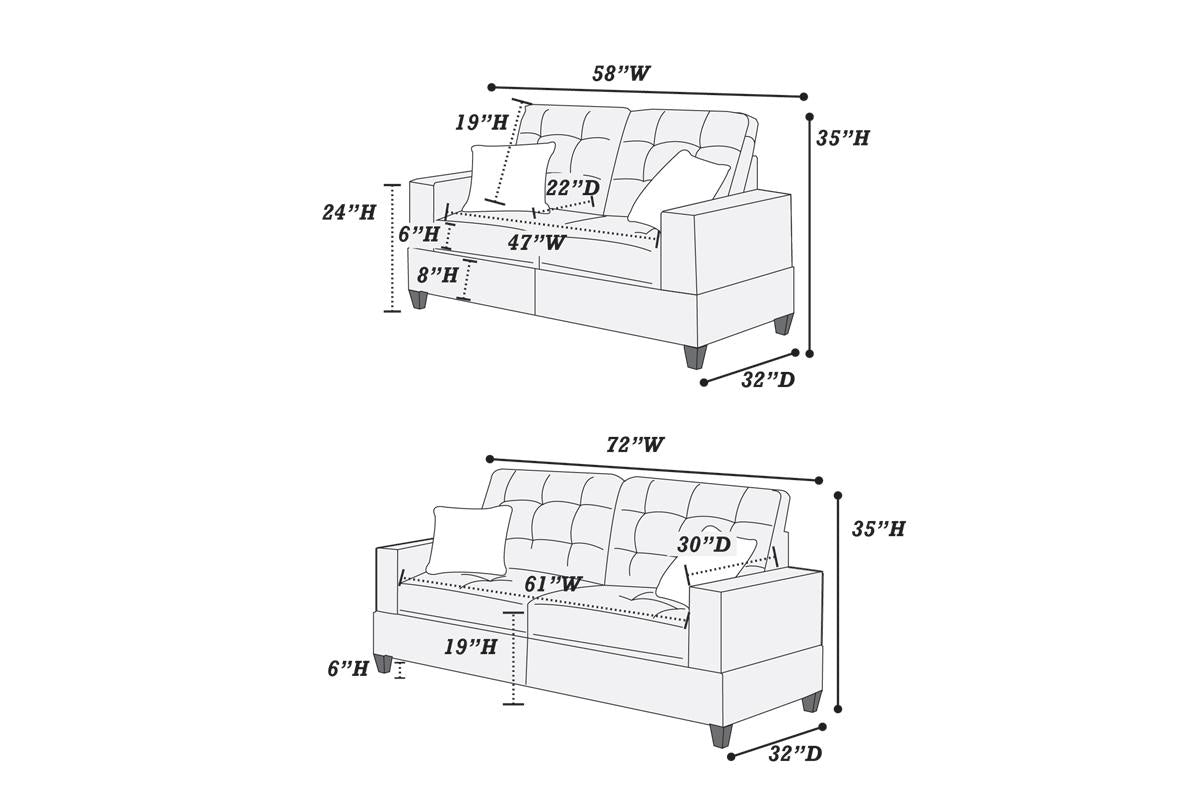 Living Room Furniture 2Pc Sofa Set Sofa And Loveseat Charcoal Glossy Polyfiber Plywood Solid Pine Charcoal Grey Wood Primary Living Space Tufted Back Modern,Transitional Pine Flared Arms Plywood 5 Seat