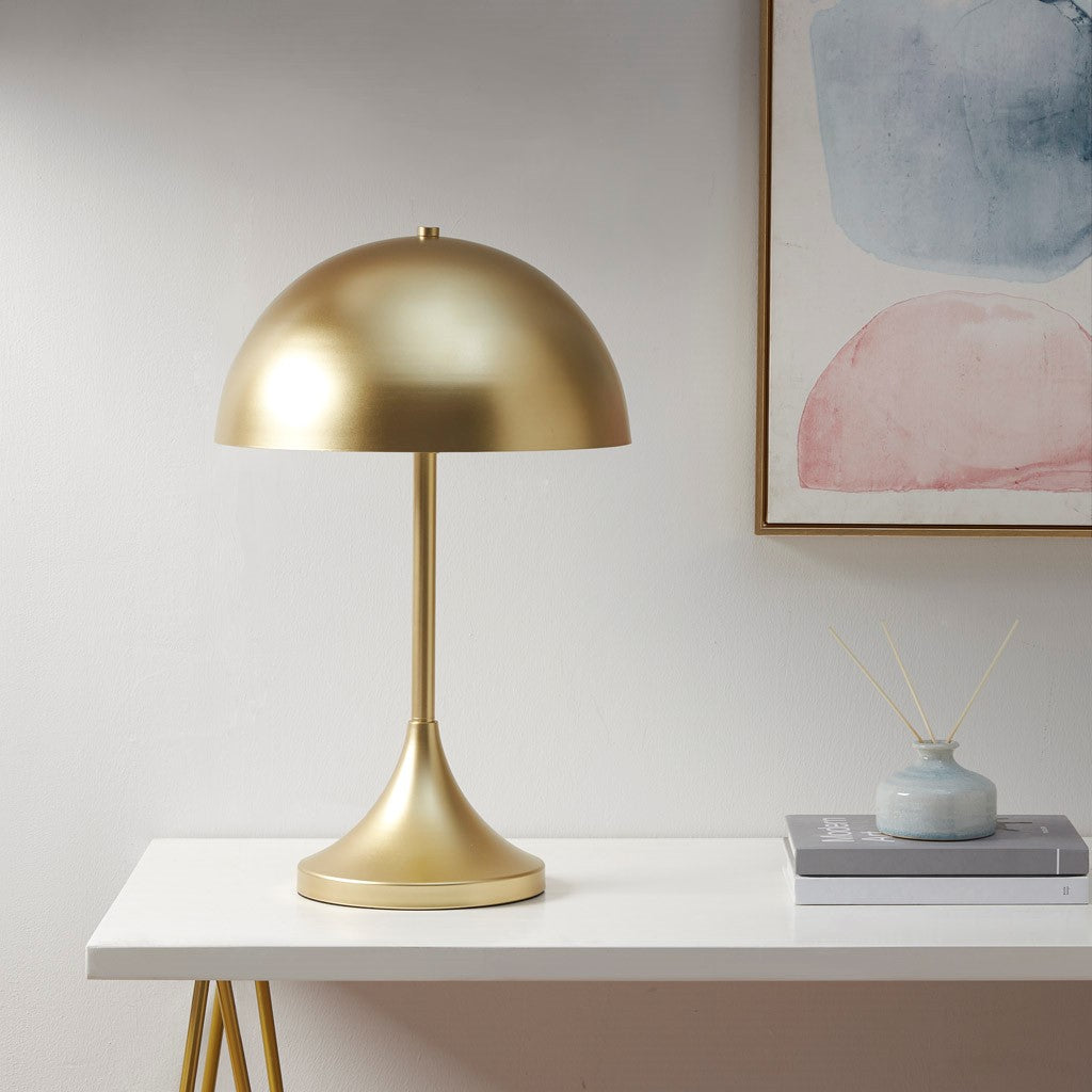 Dome Shaped 2 Light Metal Table Lamp Gold Iron